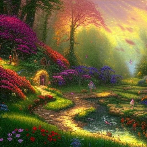 Ethereal Fairies Around Campfire in Golden Light