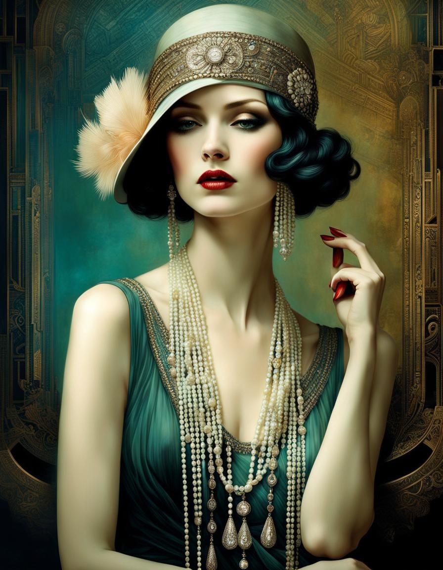 Art Deco Flapper Girl Portrait