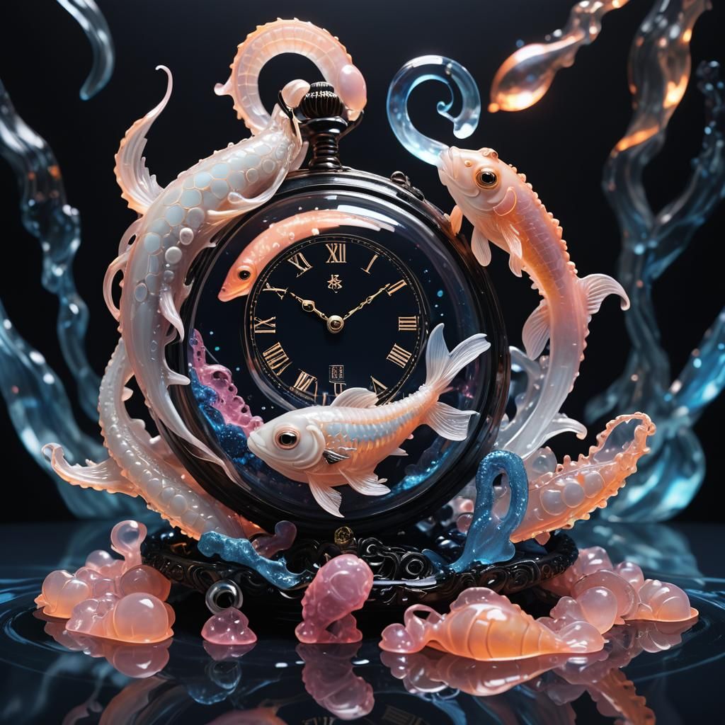 Yin and Yang Statue with Sunfish as Digital Art