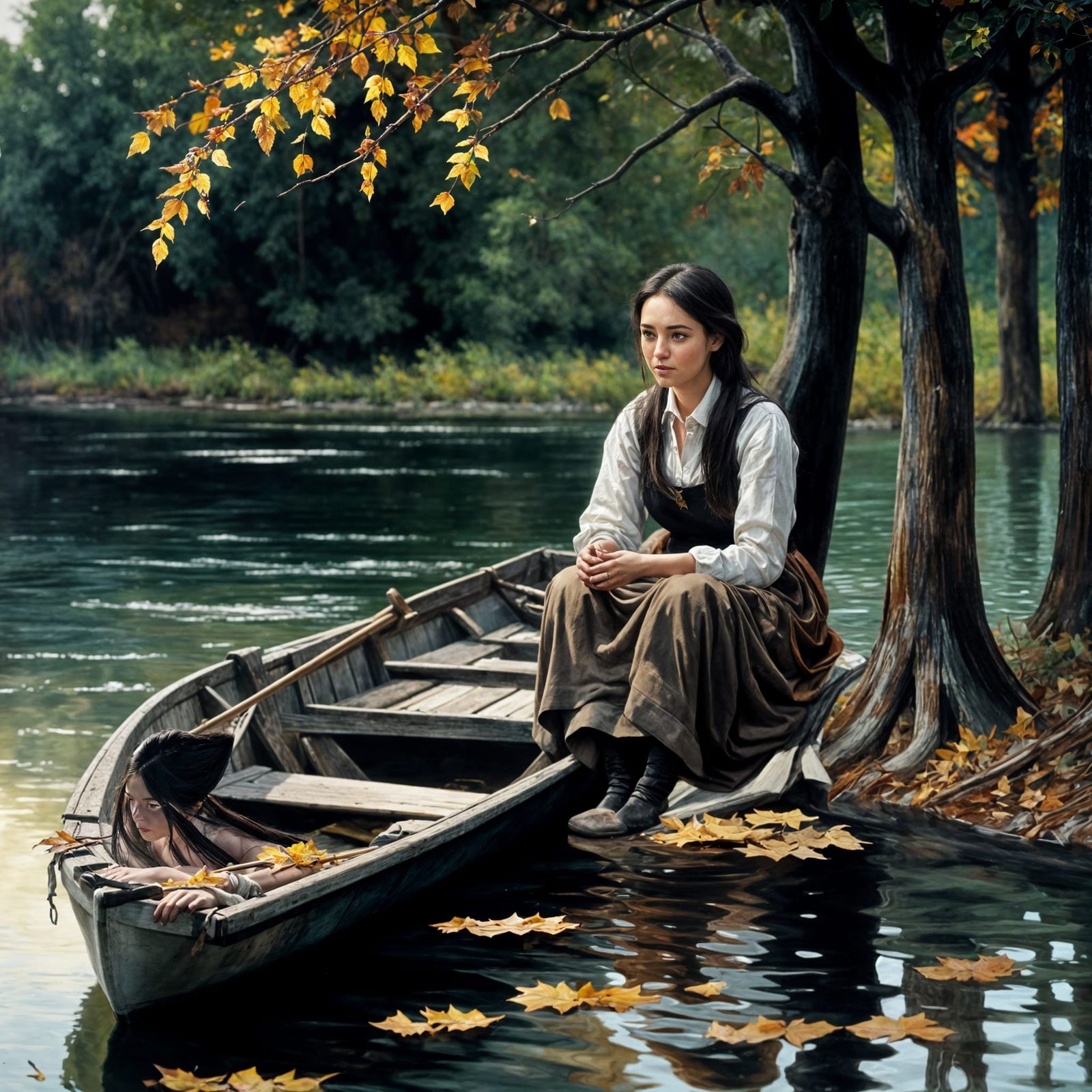 A Melancholic Lady in Autumn's Warm Light