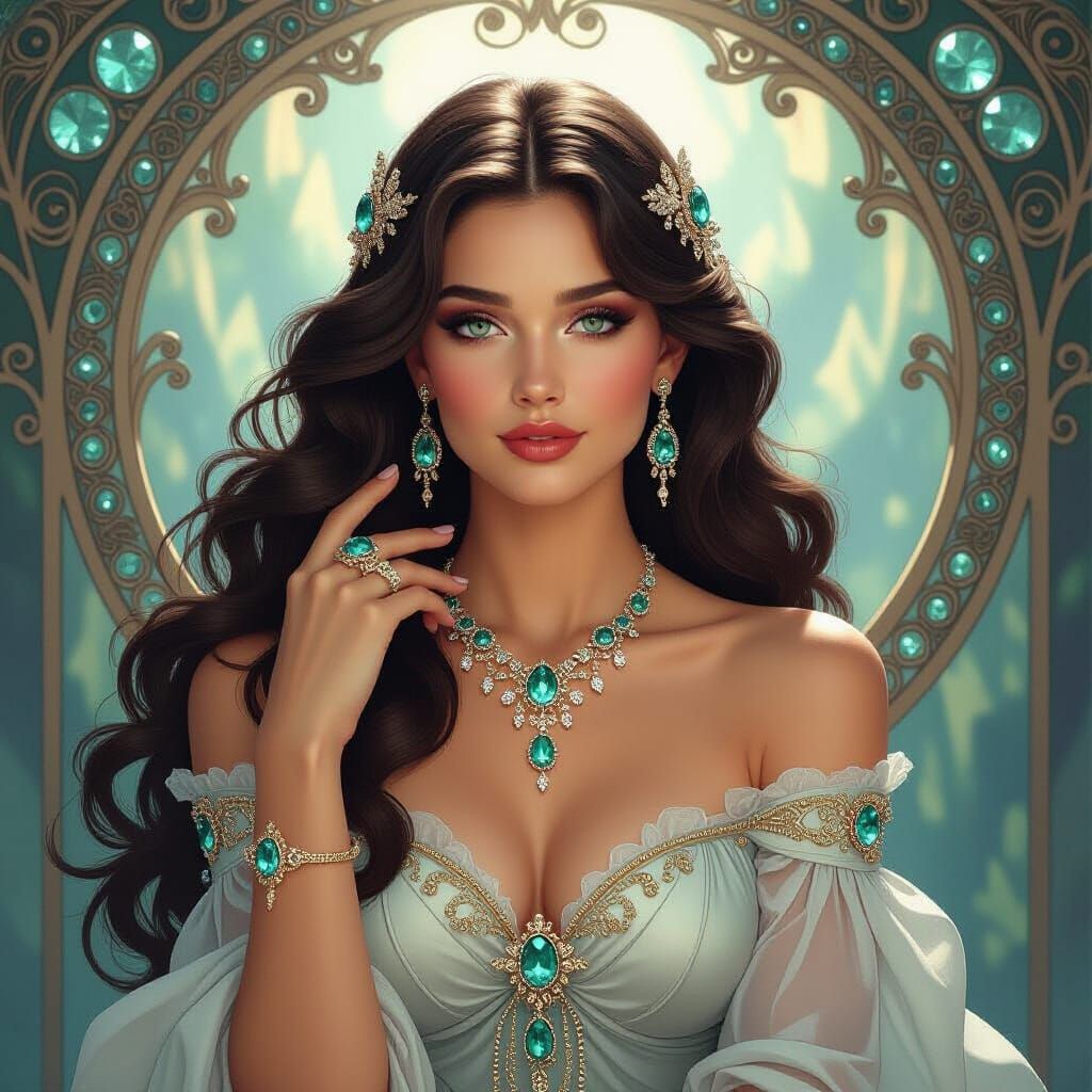 Alexandrite Woman in Ethereal Art Nouveau Style