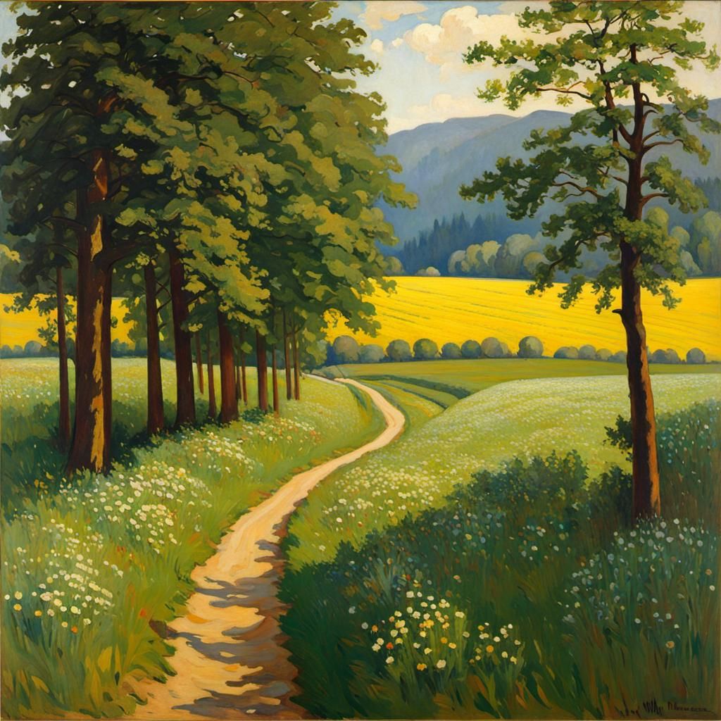 Realistic Landscape in Style of 1910