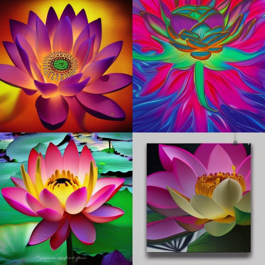 Hyperrealistic Lotus Flower Splash Art
