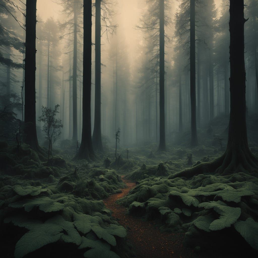 Haunting Shadows of Secret Creatures in Golden Firelight