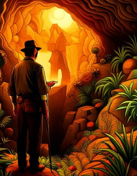 Indiana Jones in Fractal Cave, Arcimboldo Style