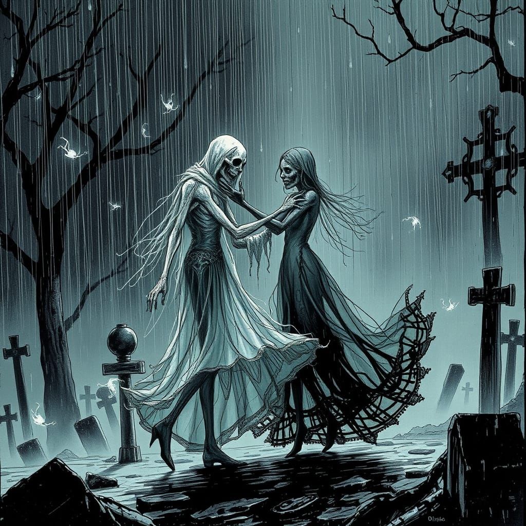 Ghostly Dance in Post-Apocalyptic Graveyard