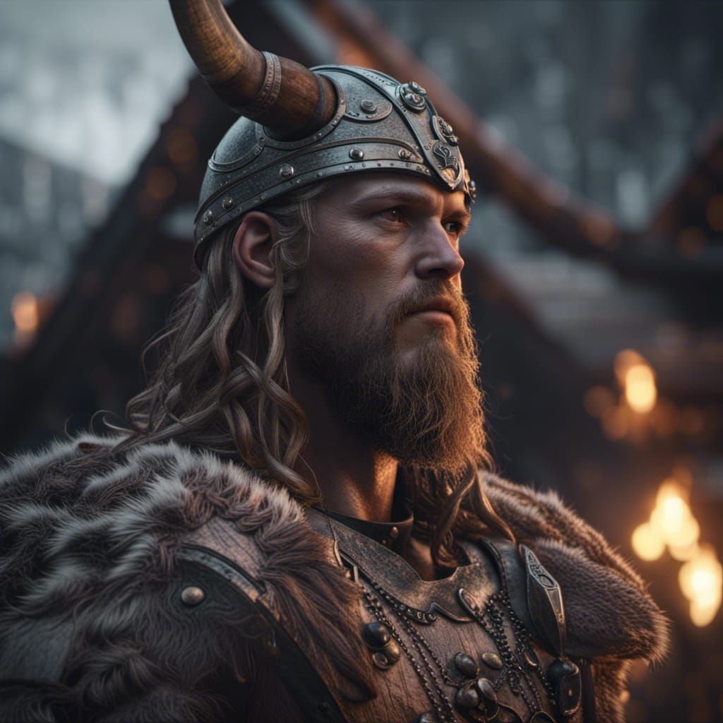Photorealistic Viking in Dark Art Style