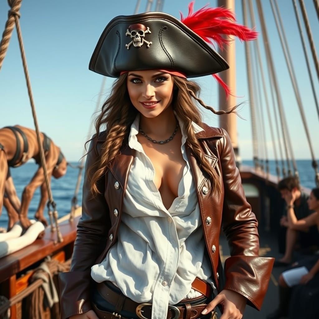 Sensual Pirate Queen Rules the High Seas in Leather Regalia