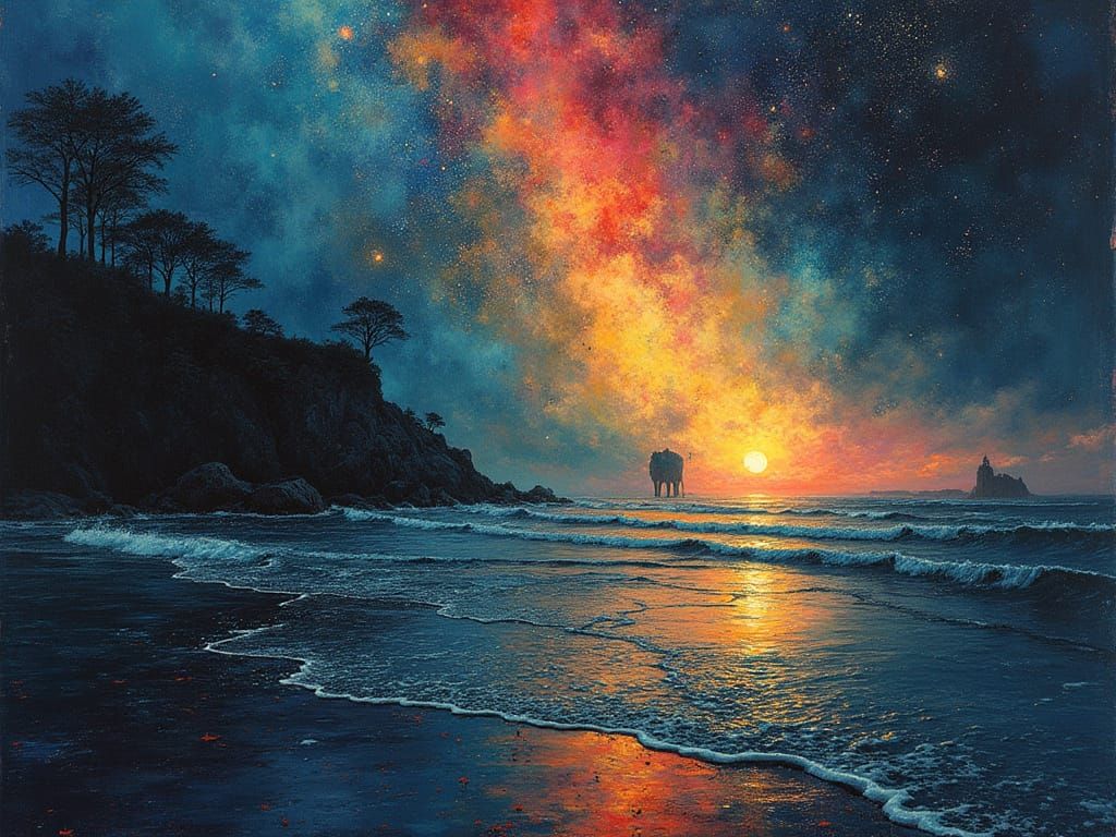 Rain Climbs to Heaven in a Mysterious Noctilucent Landscape