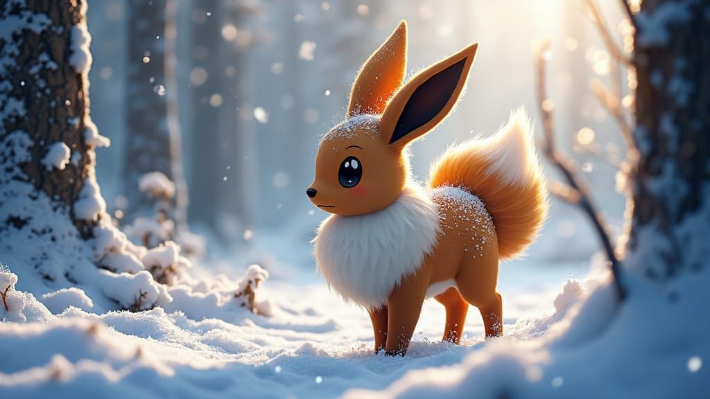 Majestic Eevee in a Winter Wonderland Scene