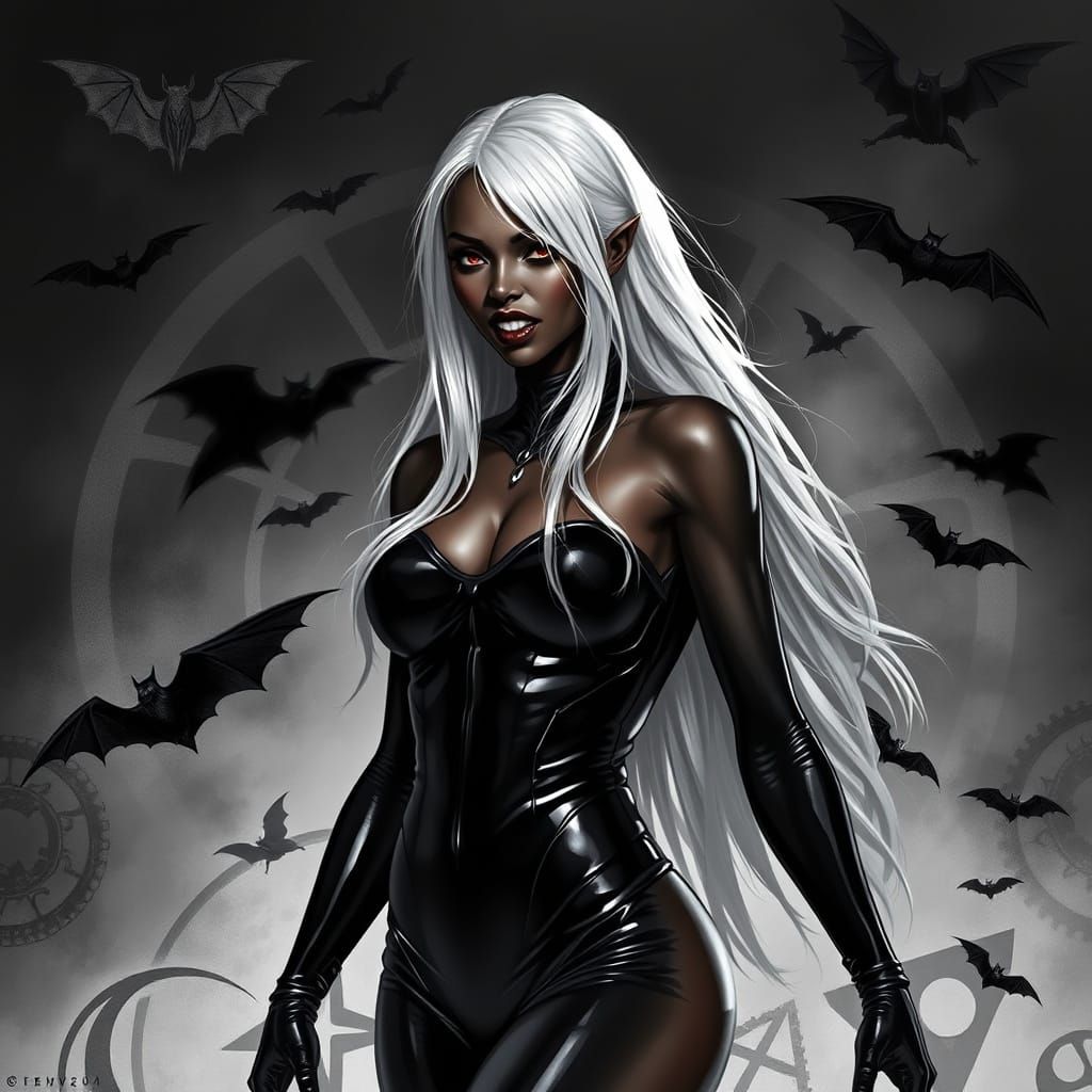 Dark Fantasy Vampire Concept Art in Cyberpunk Style