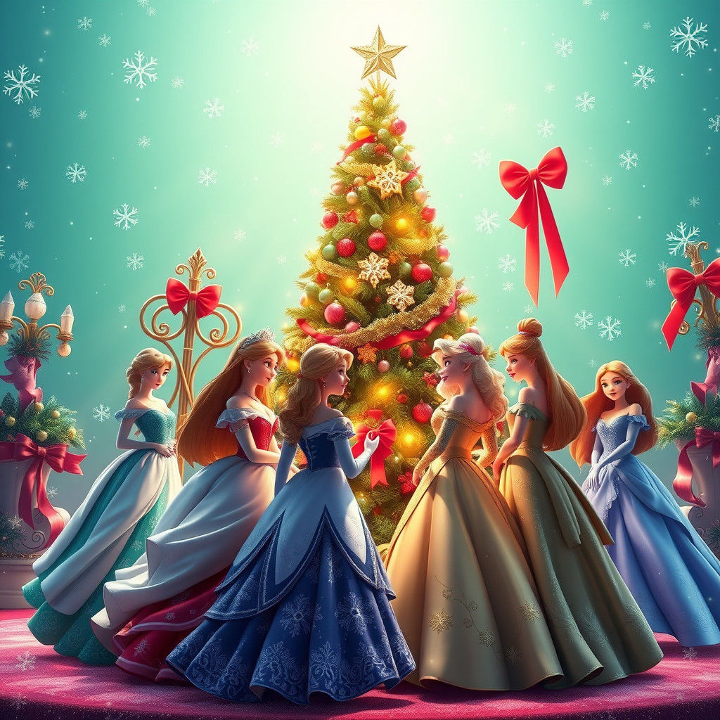 Disney Princesses Celebrate Christmas in 3D Digital Art