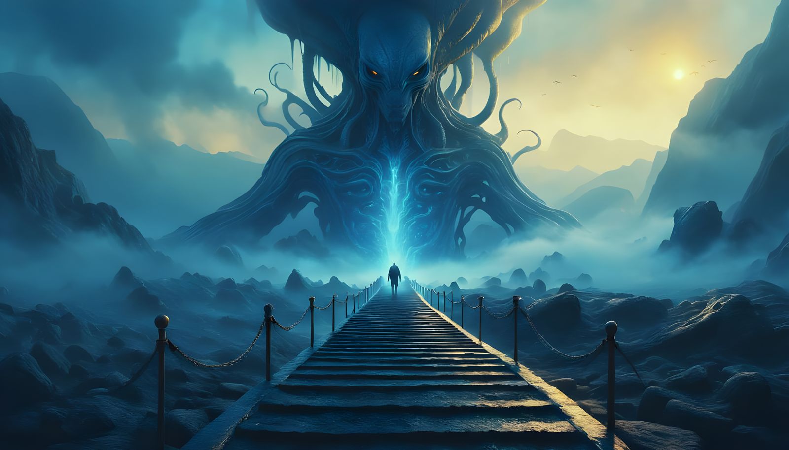 Surreal Mist and Fog Landscape in Digital Painting