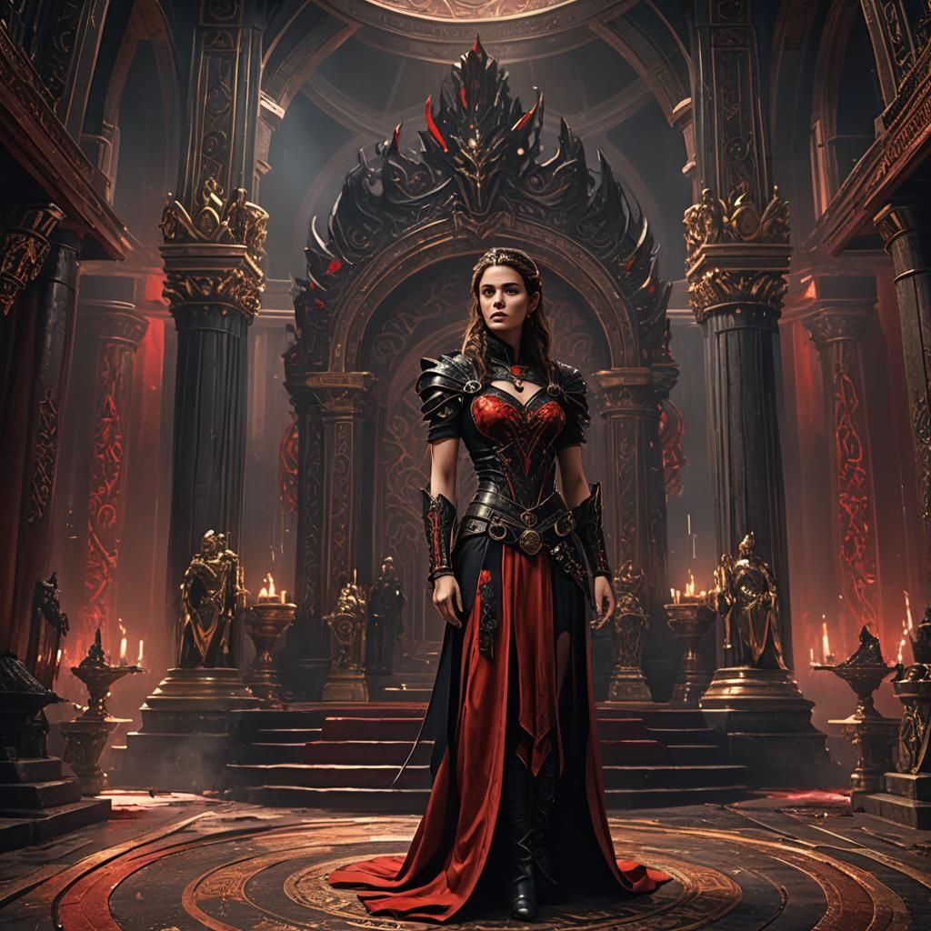 Woman in Apollo's Throne Room, Detailed Matte Painting