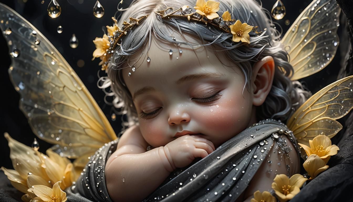 Sleeping Fairy in Teardrop: Dreamy Concept Art