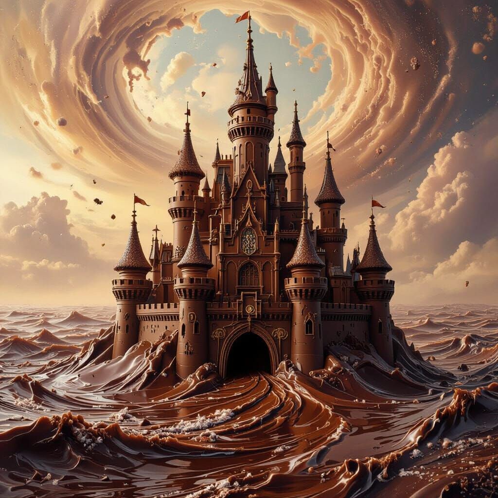 Chocolate Castle in Hyperrealistic Digital Art Style