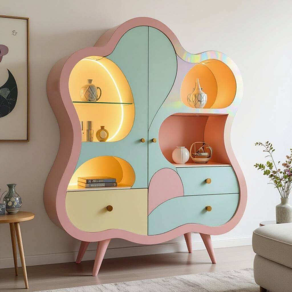 Whimsical Modern Cabinet with Playful Surrealist Design