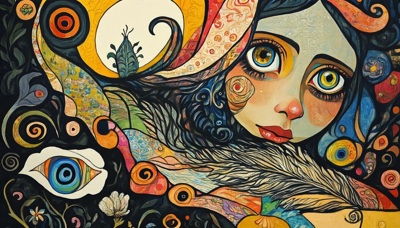 Surreal Beast Collage Inspired by Klimt