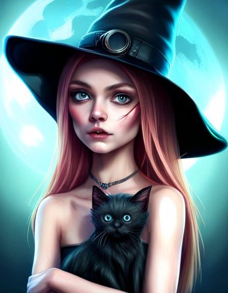 Cute Skeleton Creature with Kitten in Digital Art