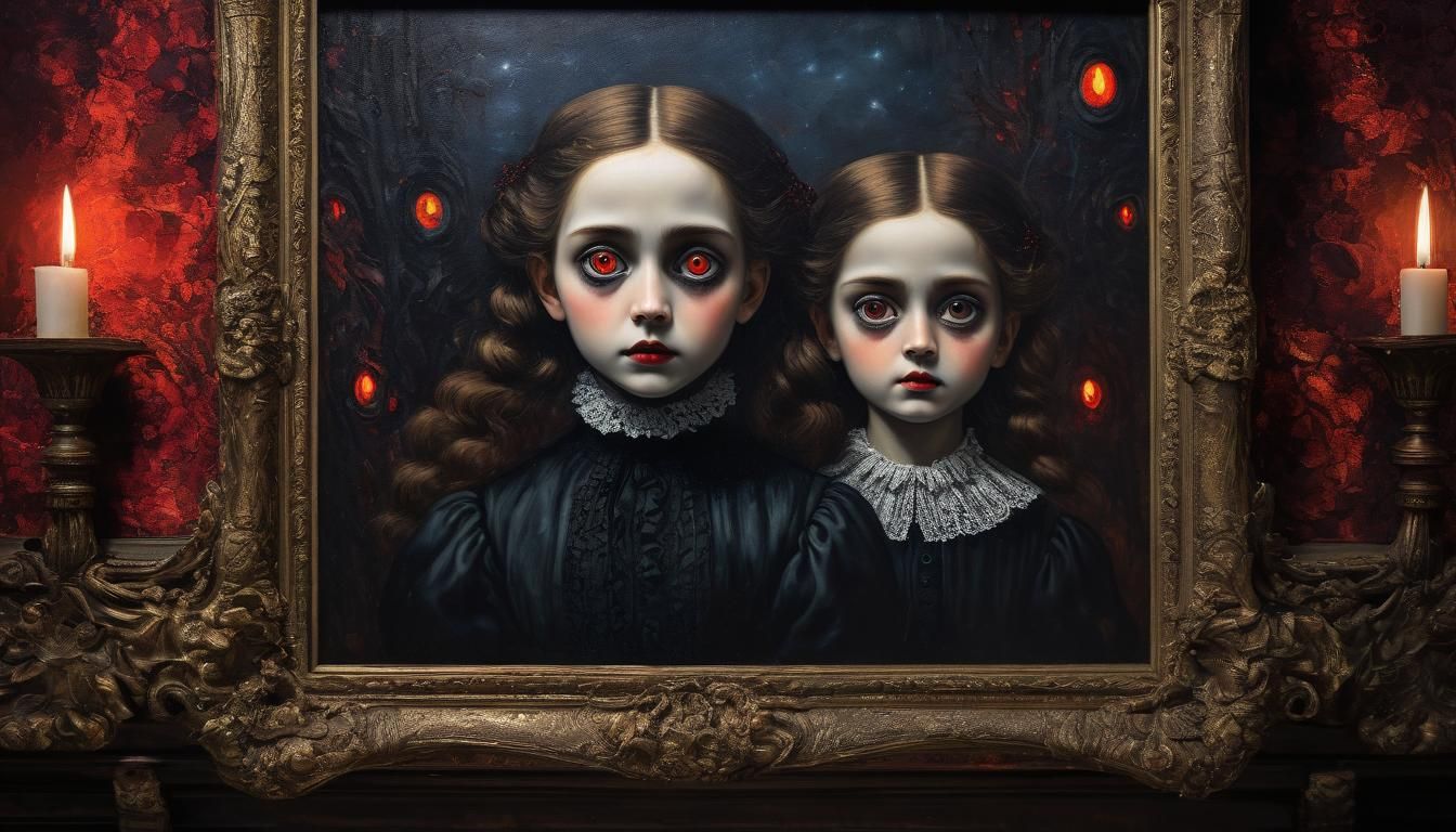 Haunted Victorian Portrait in Klimt Impasto Style