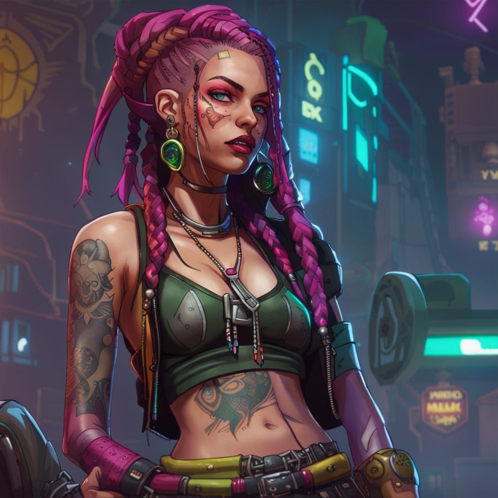 Cyberpunk Jinx: Pirate Punk with Neon Accents