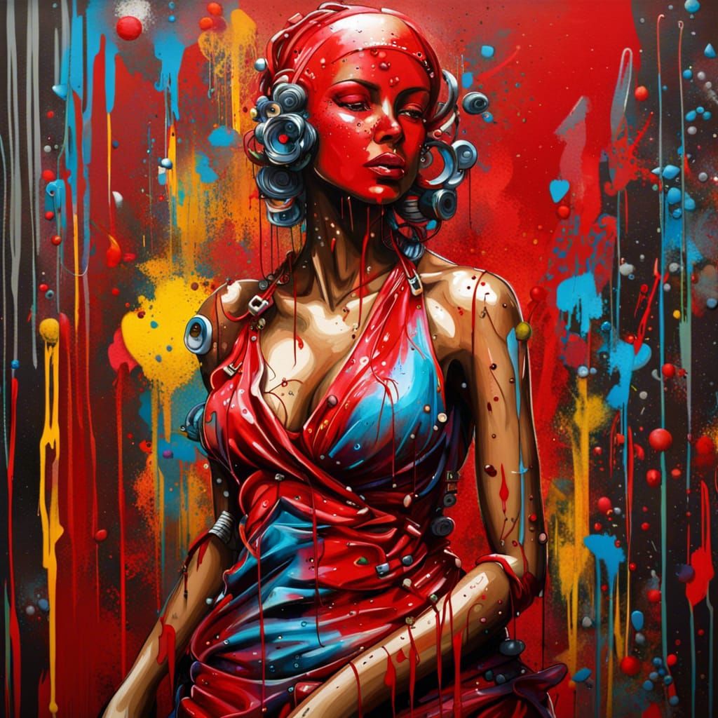 Curvy Mannequin Warrior in Graffiti Art Style