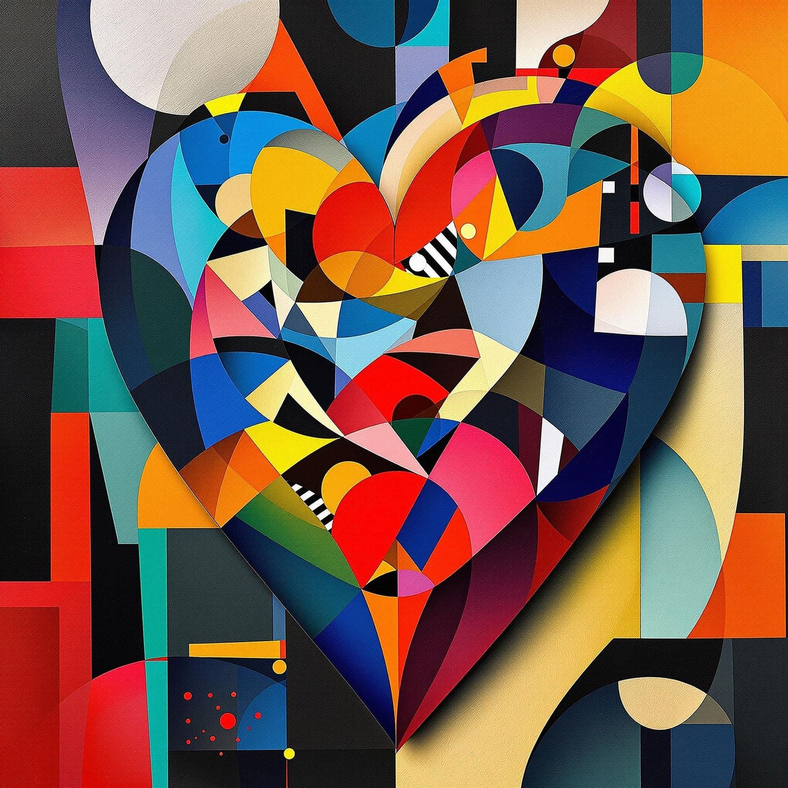 Cubist Heart Abstract Artwork in Multiple Perspectives