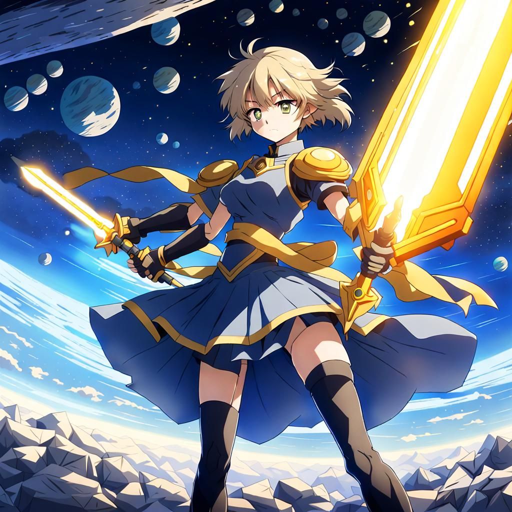 Anime-Style Female Warrior on Uranus