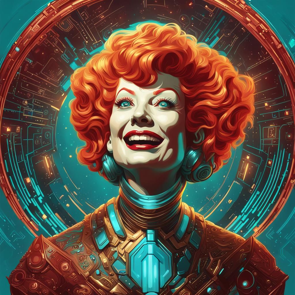 Vibrant Sci-Fi Portrait of a Red-Haired Alien
