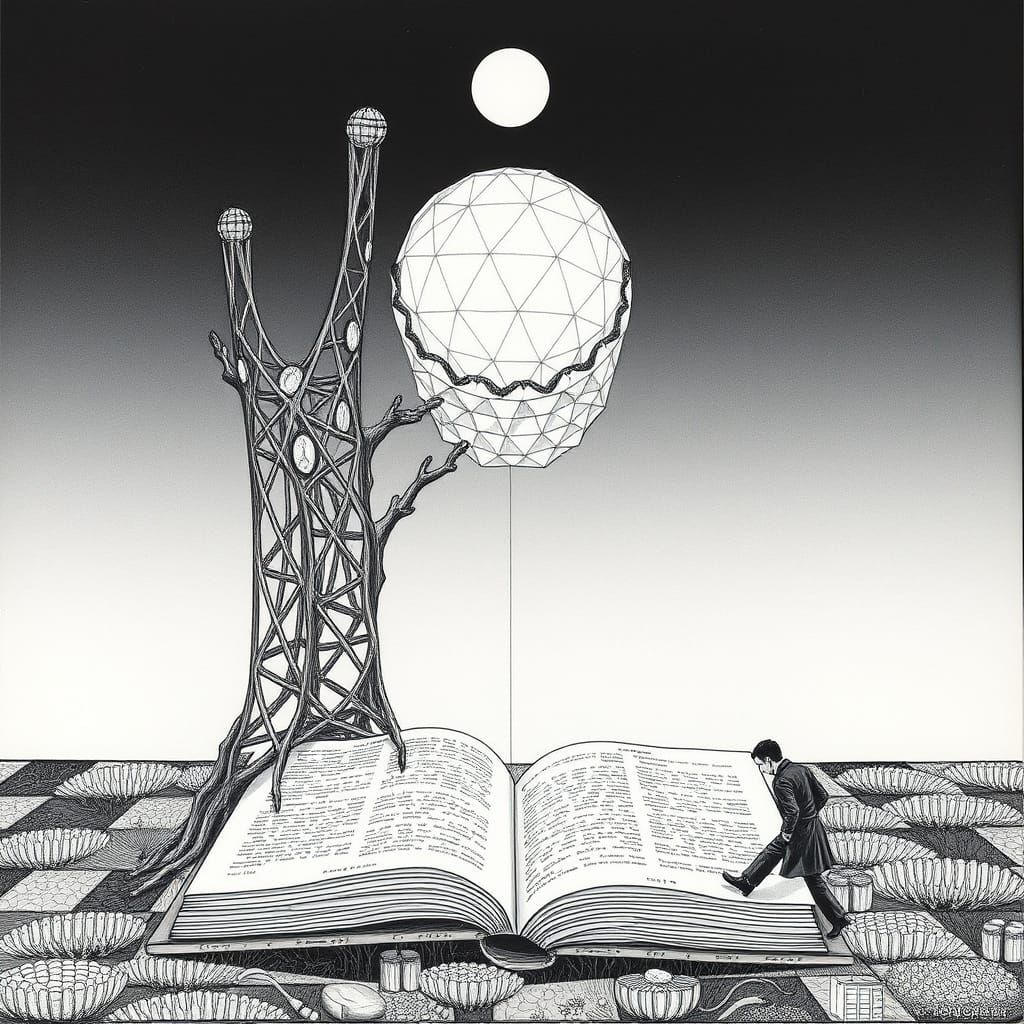 A Young Woman Reads a Book in a Cozy, Whimsical Scene