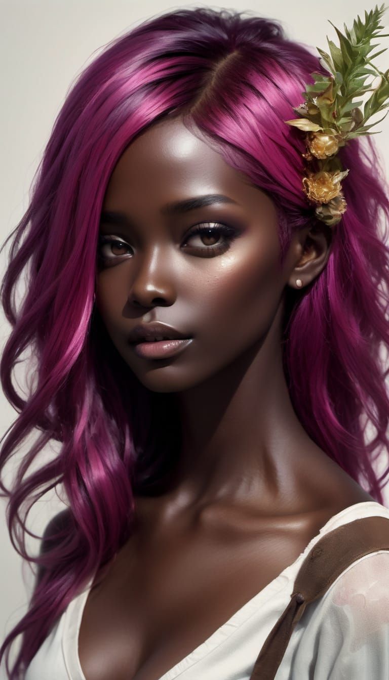 Tonalist Painting of Woman and Man with Flowers