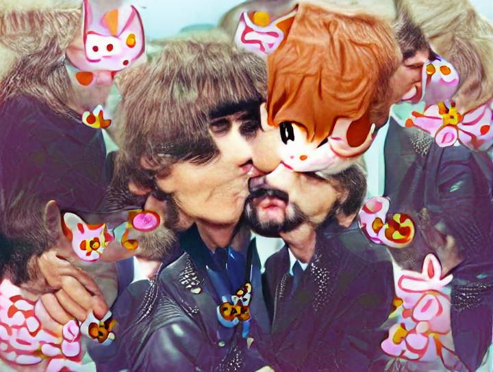 Catboy George Harrison Smooching Kawaii Ringo Starr