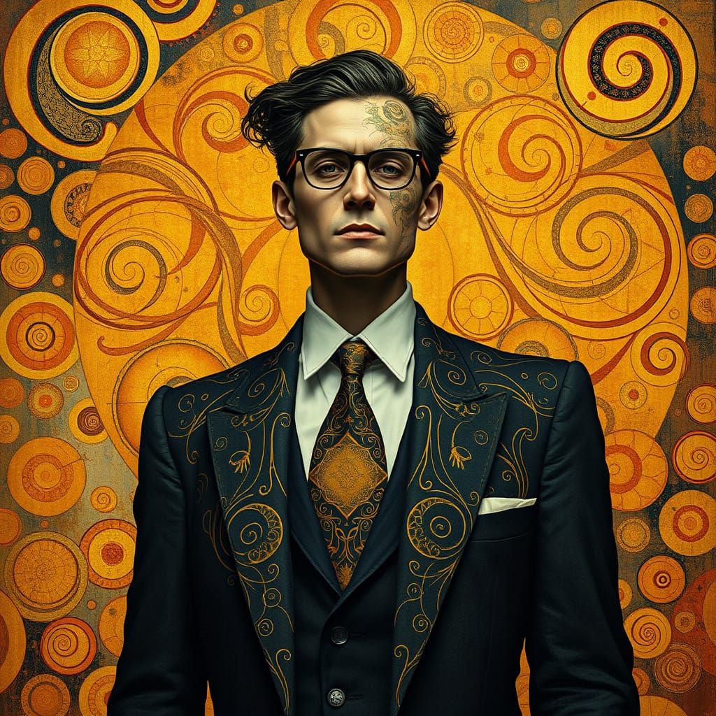 Dr. Tenk in Dreamlike Klimt-Inspired Abstract Portrait
