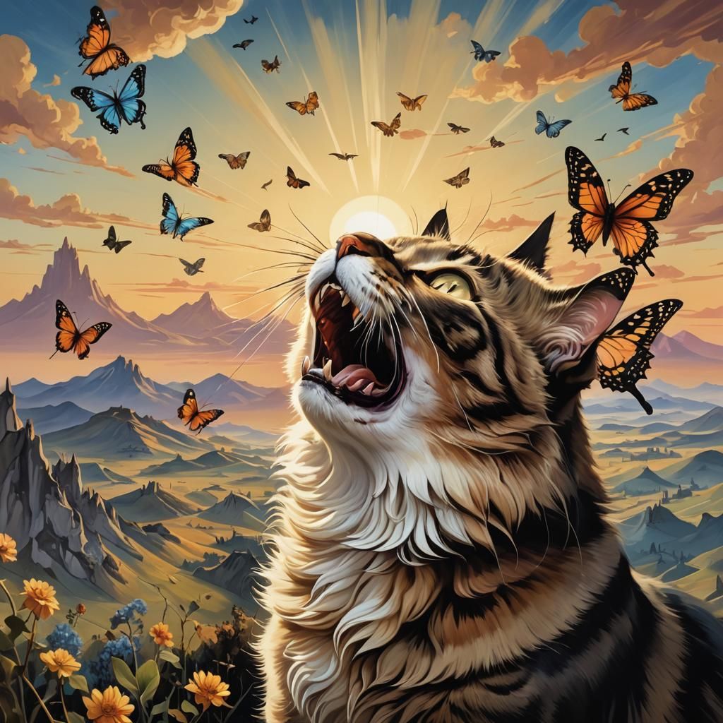 Cat thinking he is a wolf