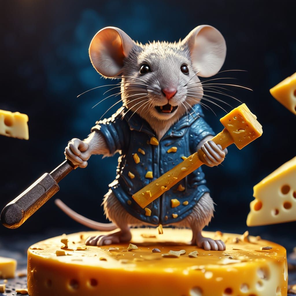 Mouse Sculptor: Hyperrealistic Cheese Art in 4K