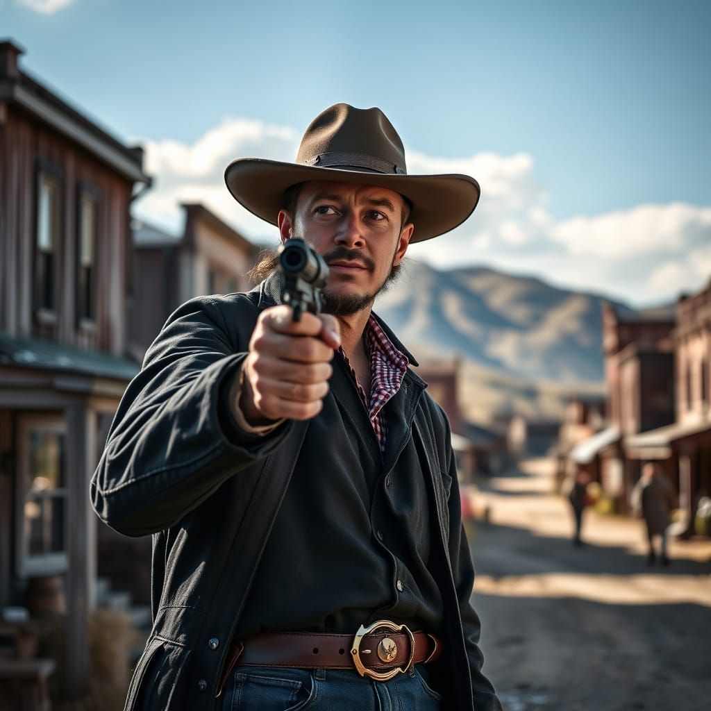 Wild West Town Under Golden Light