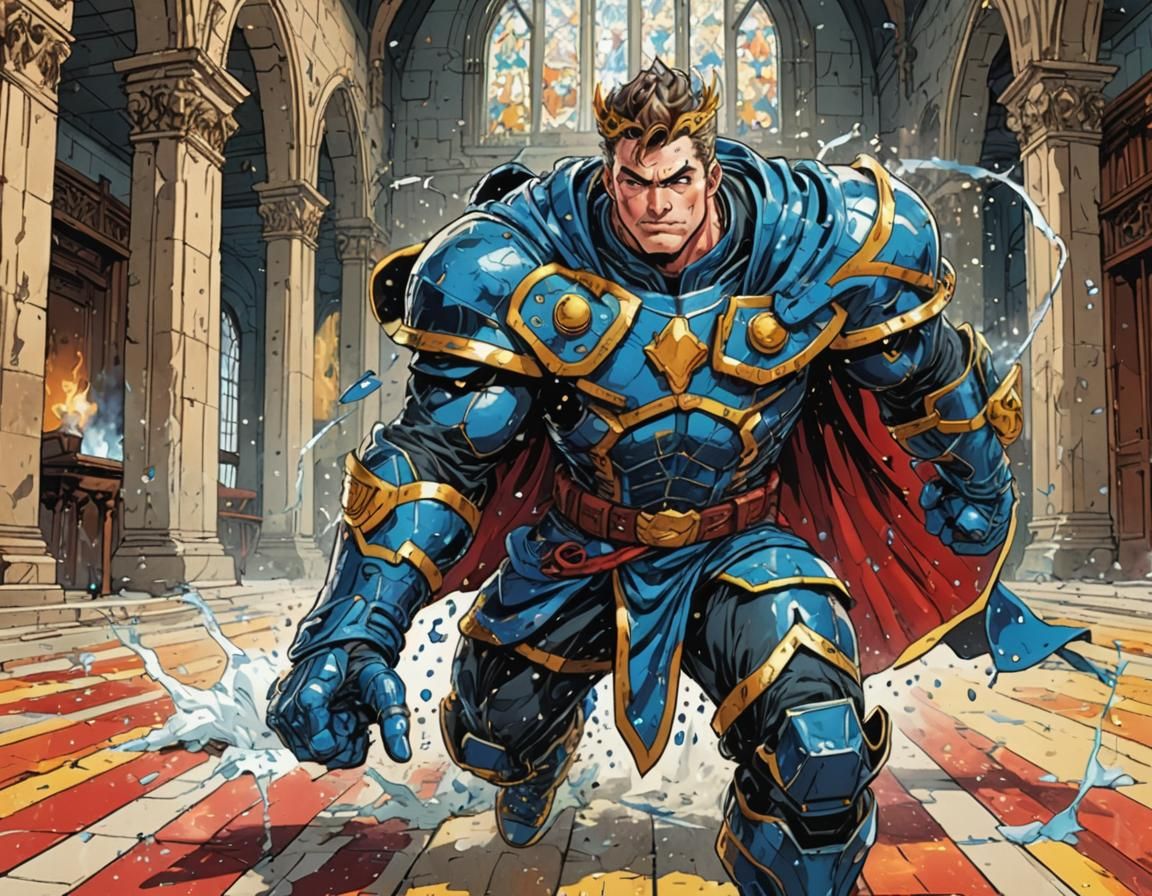 Clumsy Guard's Fumble: A Superhero Manga Scene