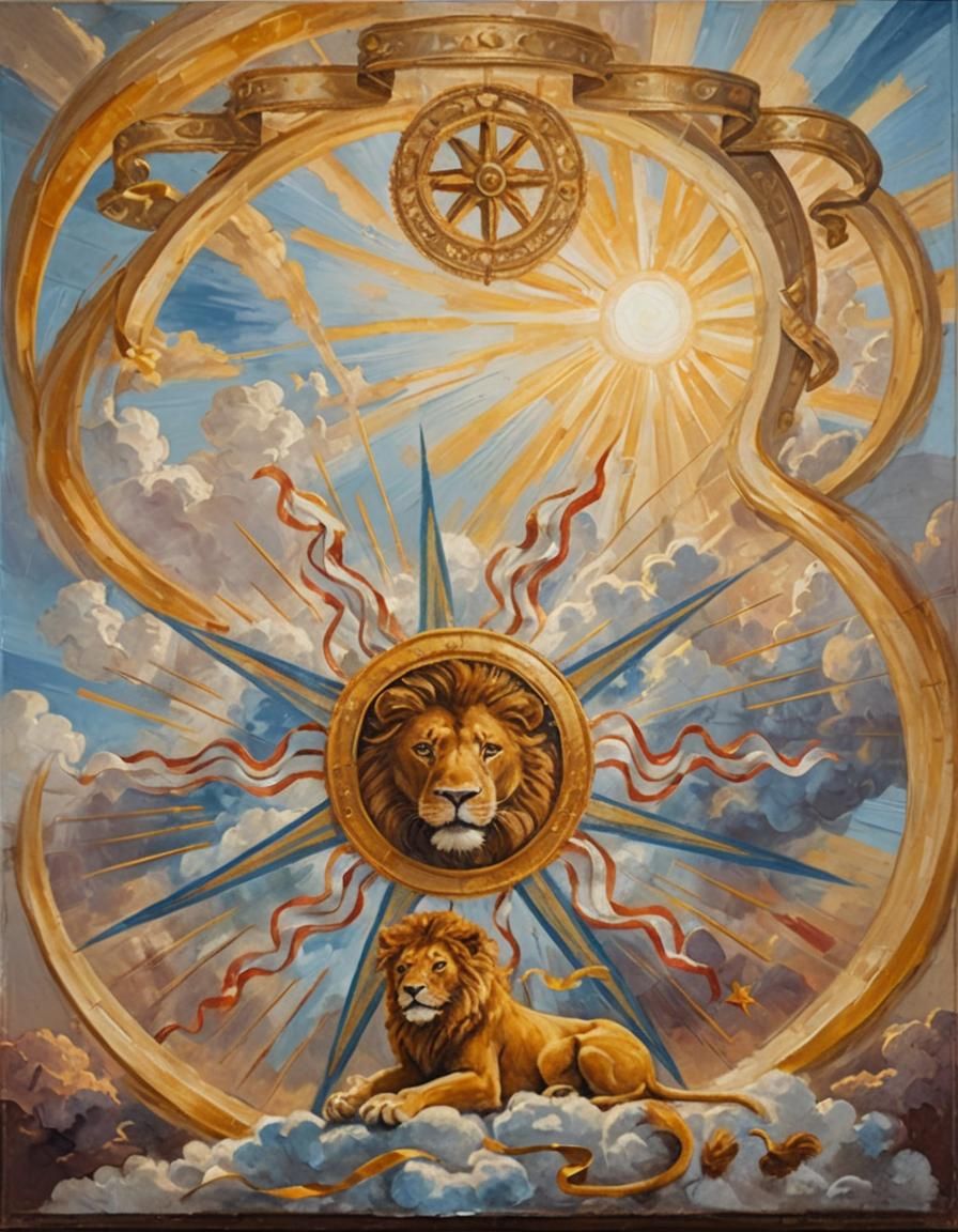Baroque Oil Painting: Lion Bathed in Golden Light