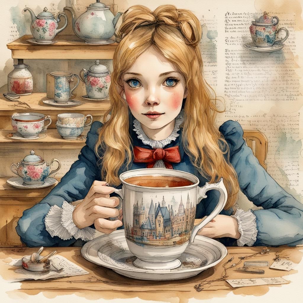 Alice in Wonderland Tea Party: Watercolor Diorama