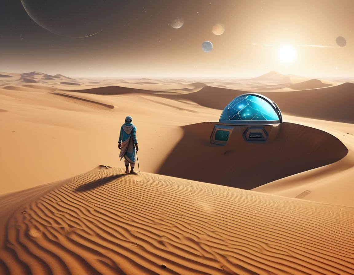 Cosmic Desert Nomad: Sci-Fi Wanderer