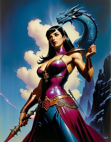 Blue Dragon Knight in a Fantasy Landscape