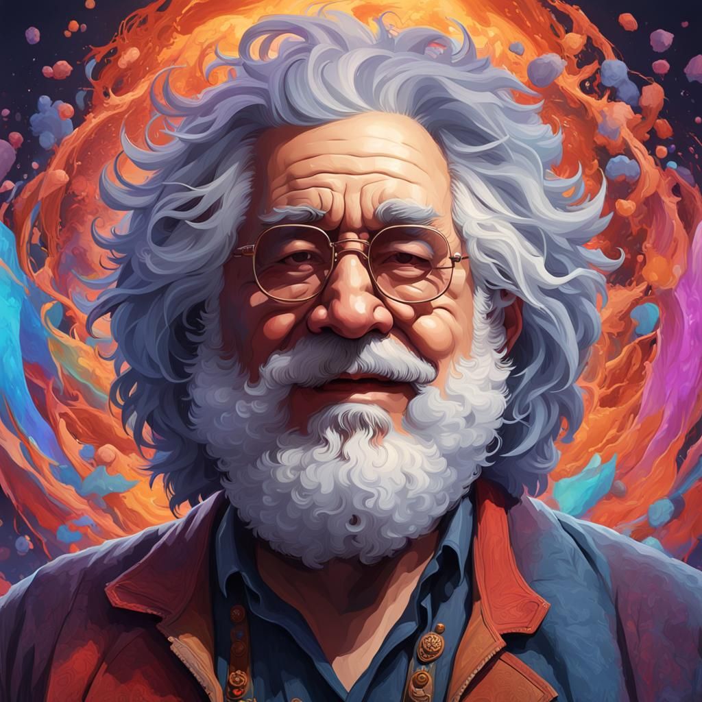 Jerry Garcia Portrait in Artgerm and Mucha Style
