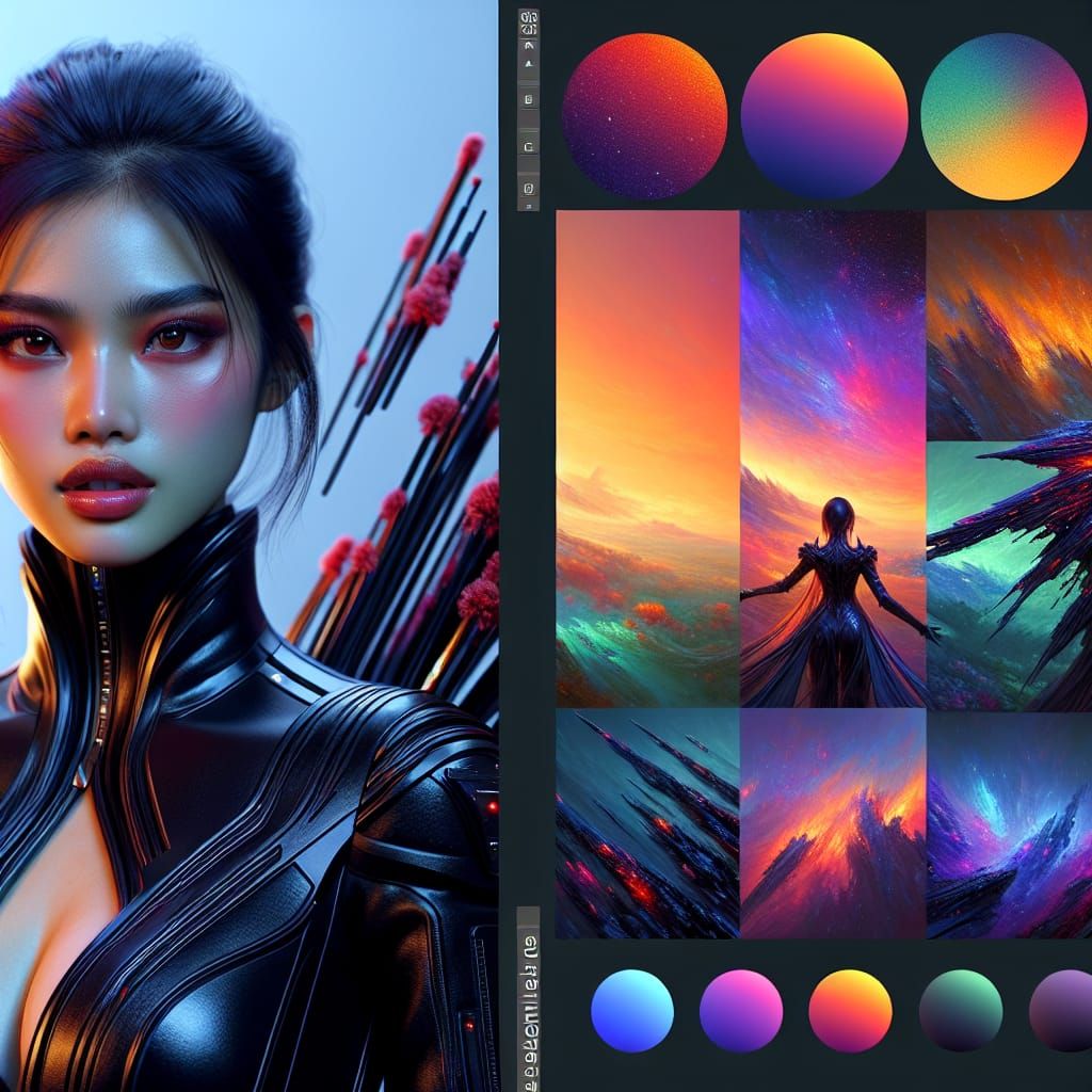 Hyperrealistic Filipina in Black Catsuit Fantasy Concept Art