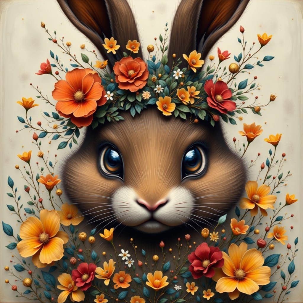 Beautiful Mocha Brown Bunny Woman Portrait