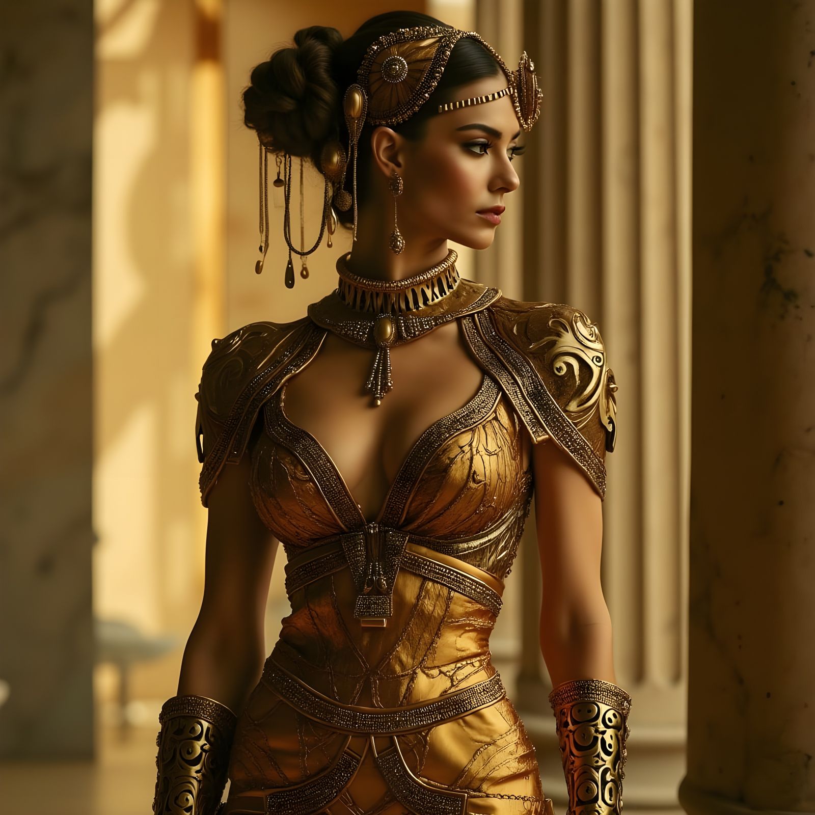 Futuristic Goddess in Luxury Fashion