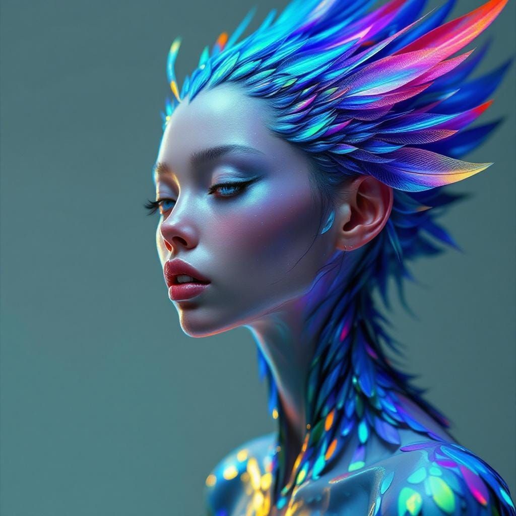 Gummy Goddess Transforms from Bird: Digital Art