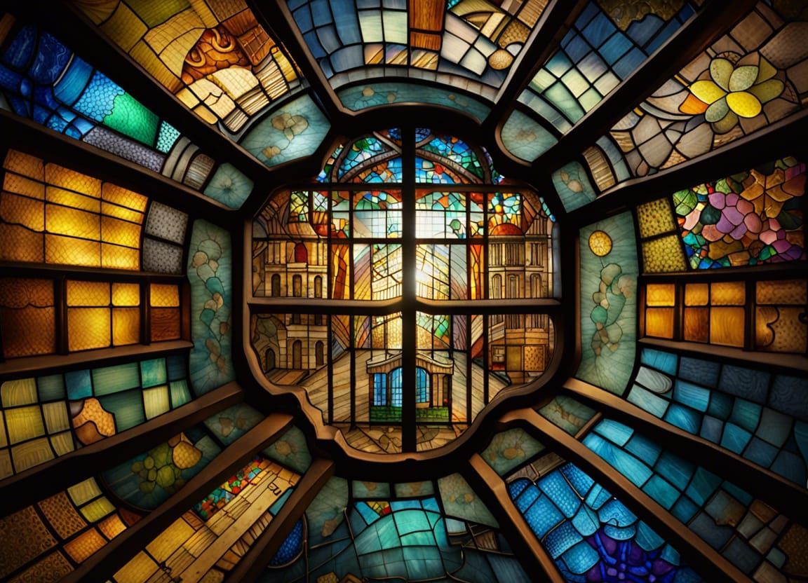 Stained Glass Mosaic City Map Photograph