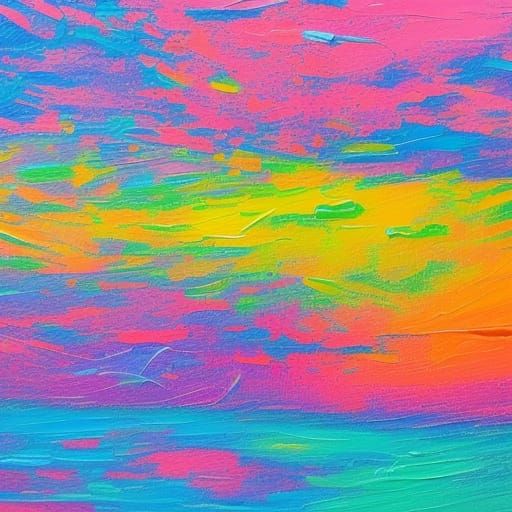 Pink Oil Drops in Neo-Impressionist Style