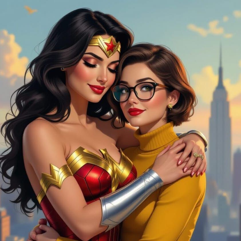 Wonder Woman's Romantic Embrace in Gotham City