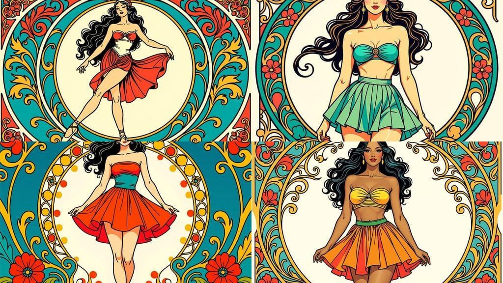 Tall Fashion Model in Mini Skirt and Bandeau Top